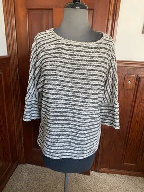Max Studio Black and White Striped Knit Top